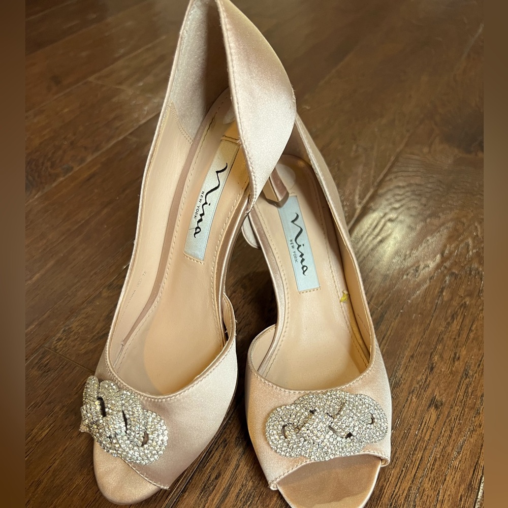 Nina New York Bridal Satin with Crystal slip on heel 5